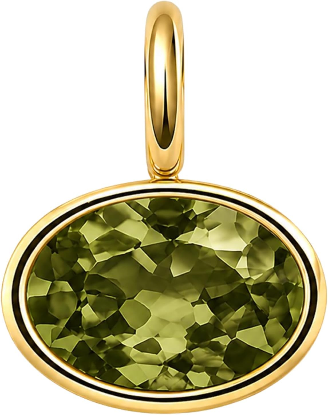 18K Gold Oval Bezel Collar Charm Necklace and Charms | Choker Pendant Necklace &
