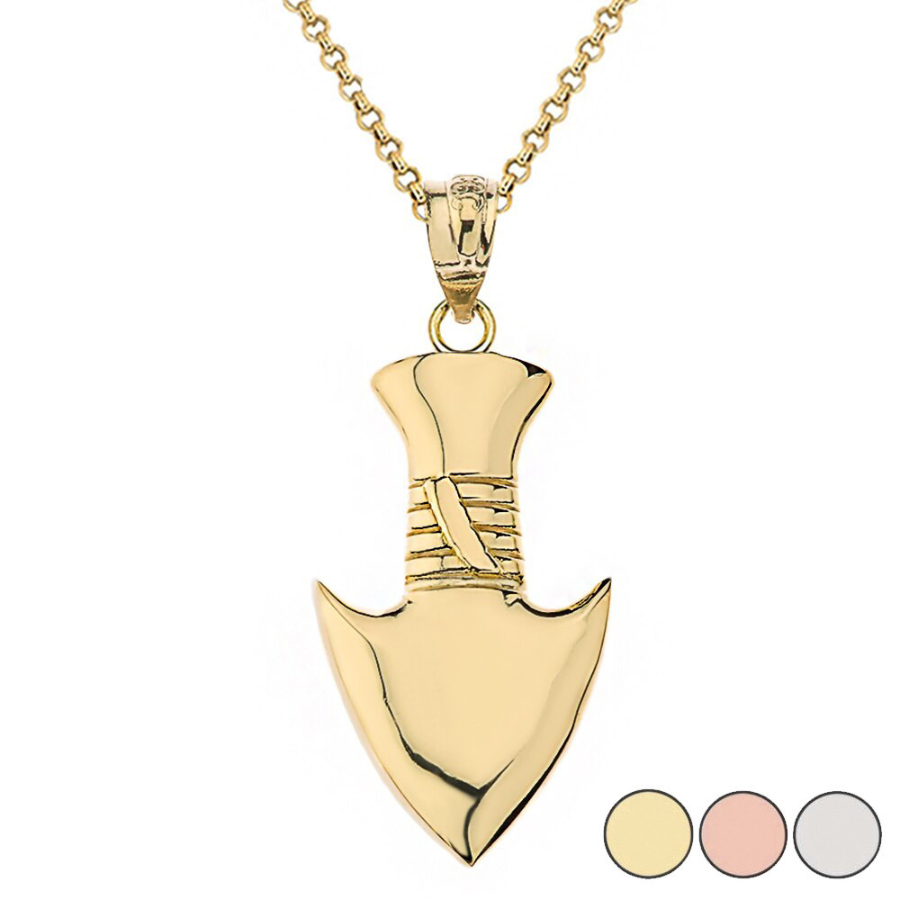 Solid Gold Arrowhead Pendant Necklace (Available in Yellow/Rose/White Gold)
