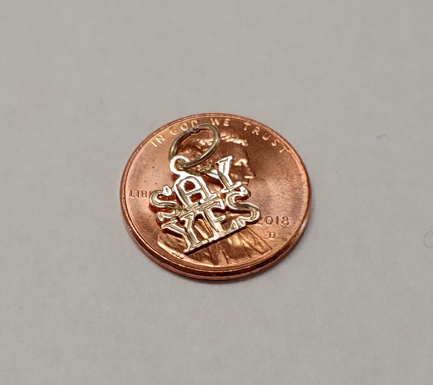 New 14k Yellow Gold Say Yes Charm Pendant