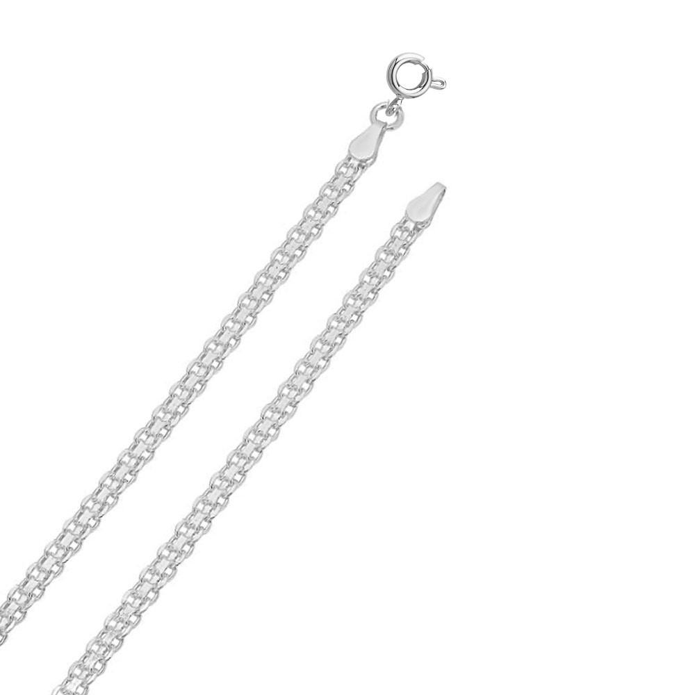Italian Made 925 Sterling Silver 5MM Flat Bismark Chain Necklace Choker 20″ Inch