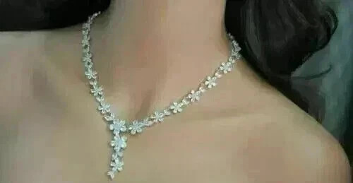 Women’s Tennis Necklace 20Ct Round Cut Lab Created Diamond 14K White Gold Plated