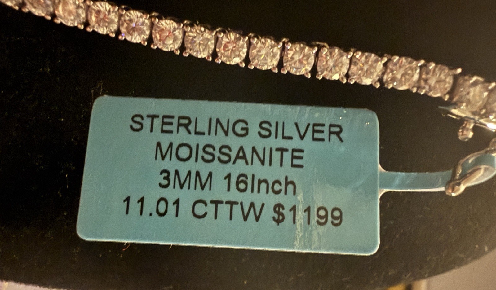 925 Sterling Silver 16” 3MM Moissanite Tennis Necklace – 11.01 CTW | GRA Cert