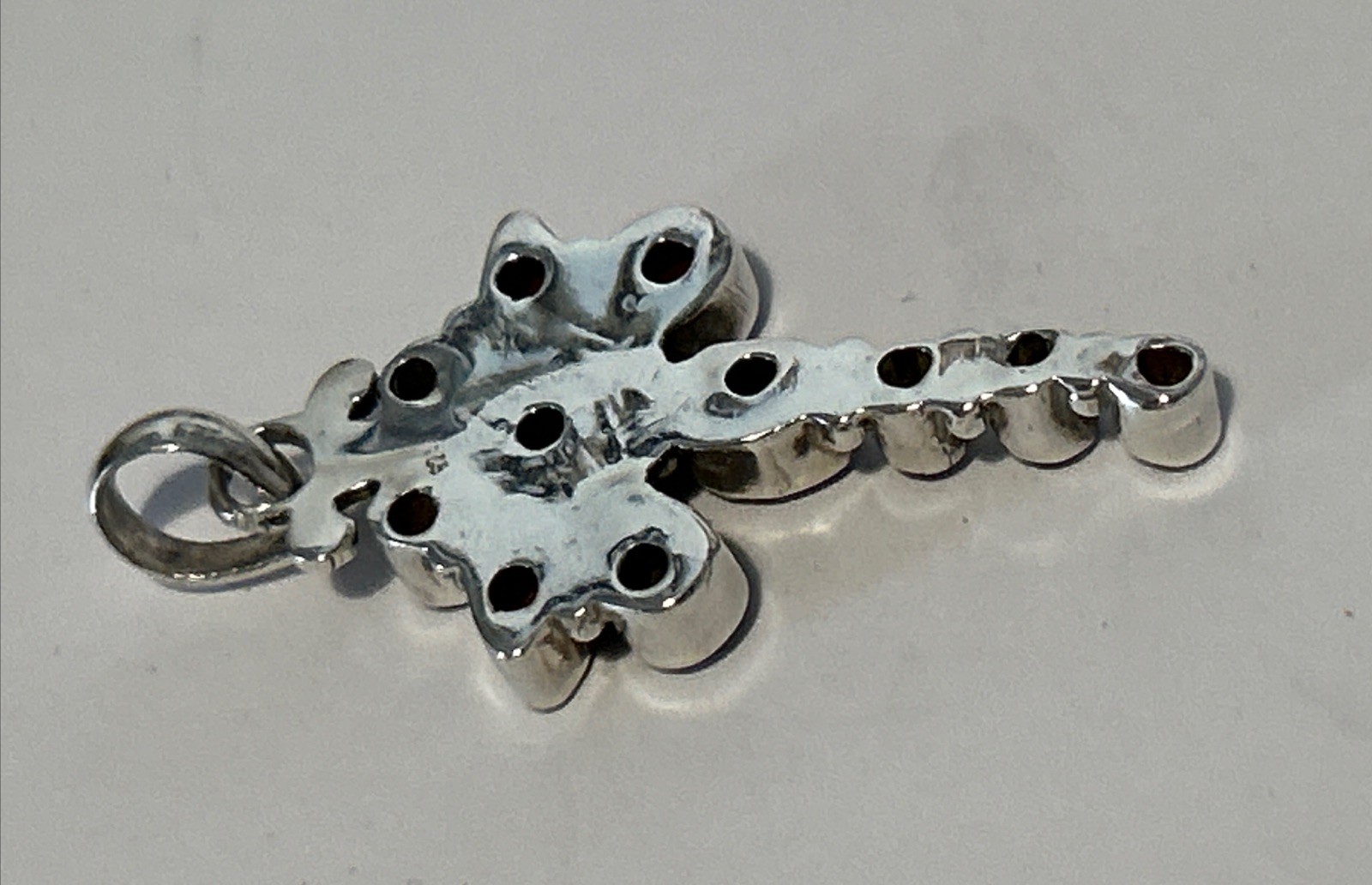 Vintage Sterling Silver & Garnet 4.1cm Long Pendant (4.14g)