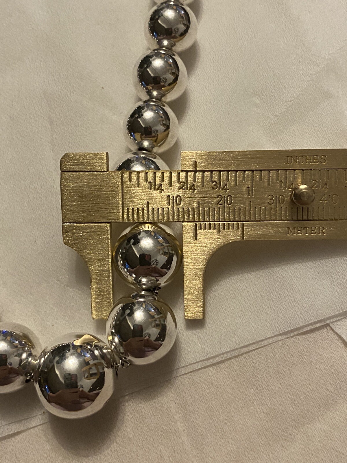Designer Inspired Sterling Silver Bead Necklace 57.90gms (20.5in)