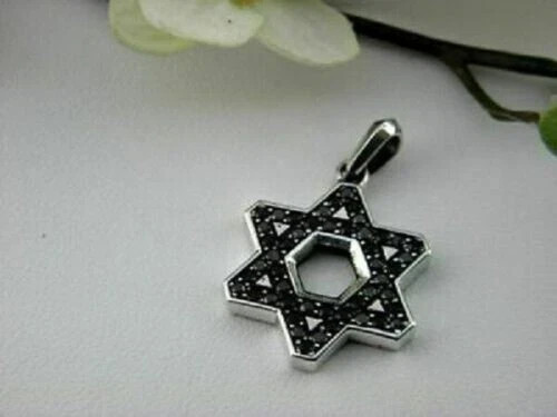 2Ct Round Black Diamond Pendant 14K White Gold Finish Free Chain