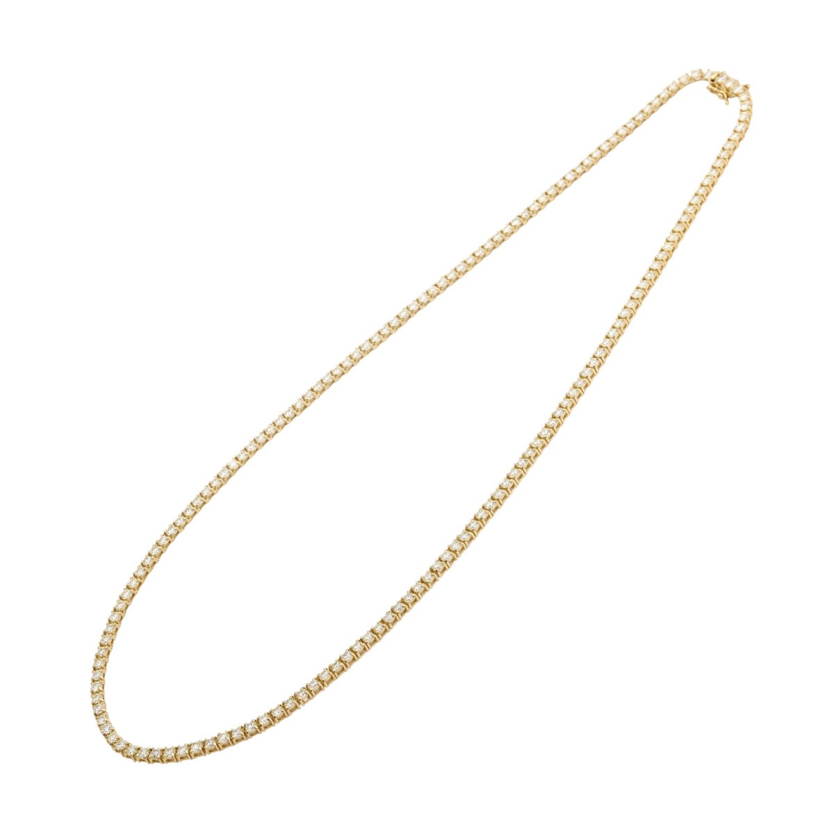 K18 yellow gold Diamond 10.01ct Necklace 49cm Pre-owned Unisex