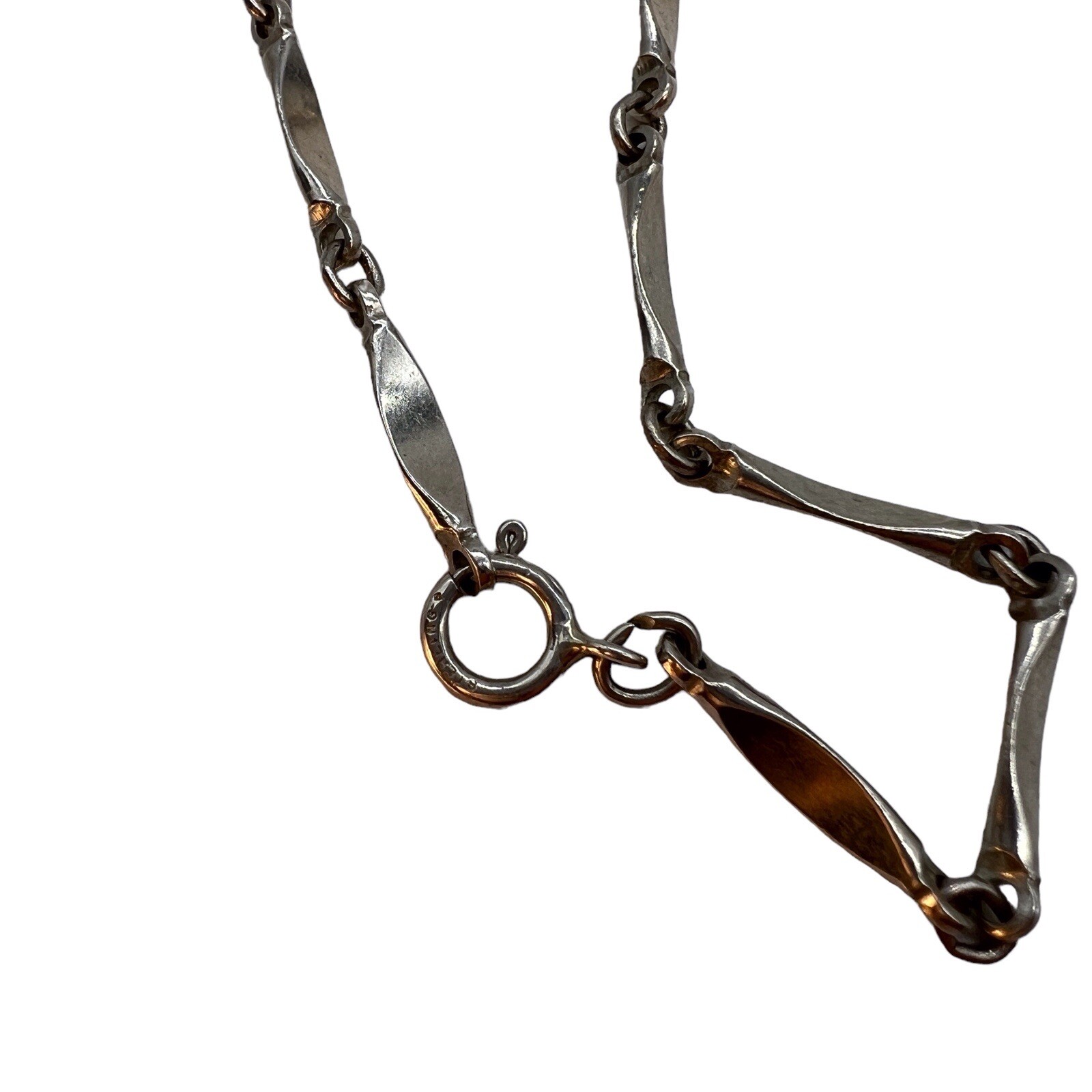 Sterling Silver Curved Bar Link Layering Necklace Cross Pendant Chain 54″ 50g 10