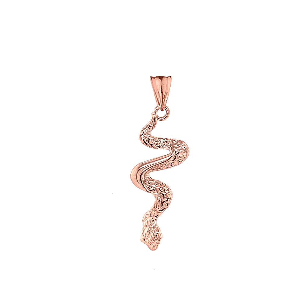 Solid Gold Serpent Snake Pendant Necklace (Available in Yellow/Rose/White Gold)