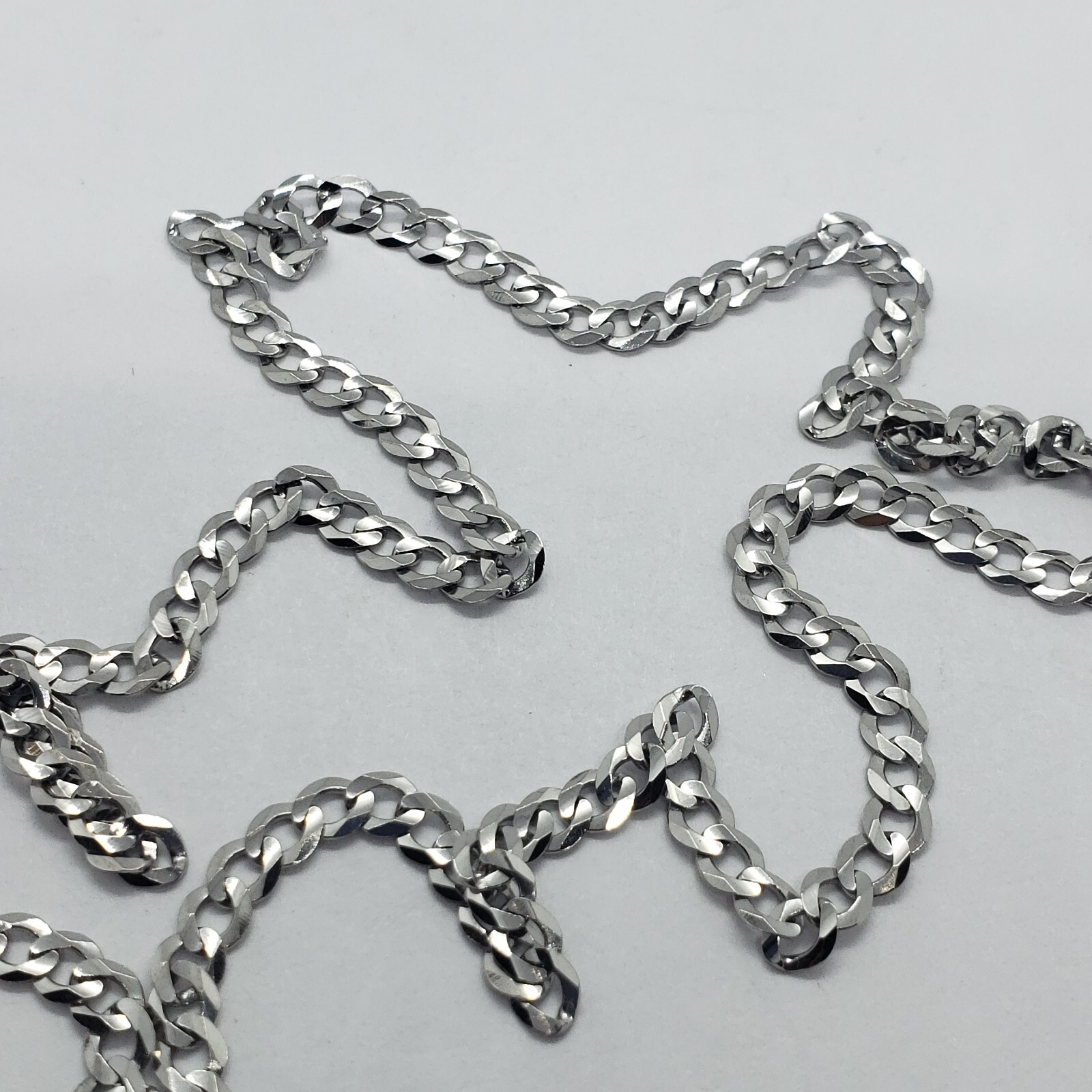 10K White Gold Solid Cuban Link Chain Curb Necklace Bracelet 3mm Size 7″~30″