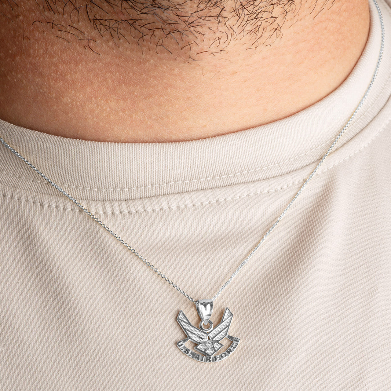 Silver United States Air Force Emblem Officially Licensed Pendant Necklace