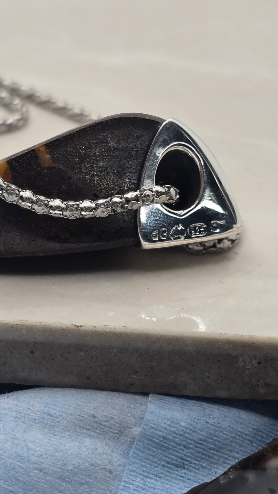 Australian Made Solid Boulder Opal Large Silver 925 One Of A Kind Pendant