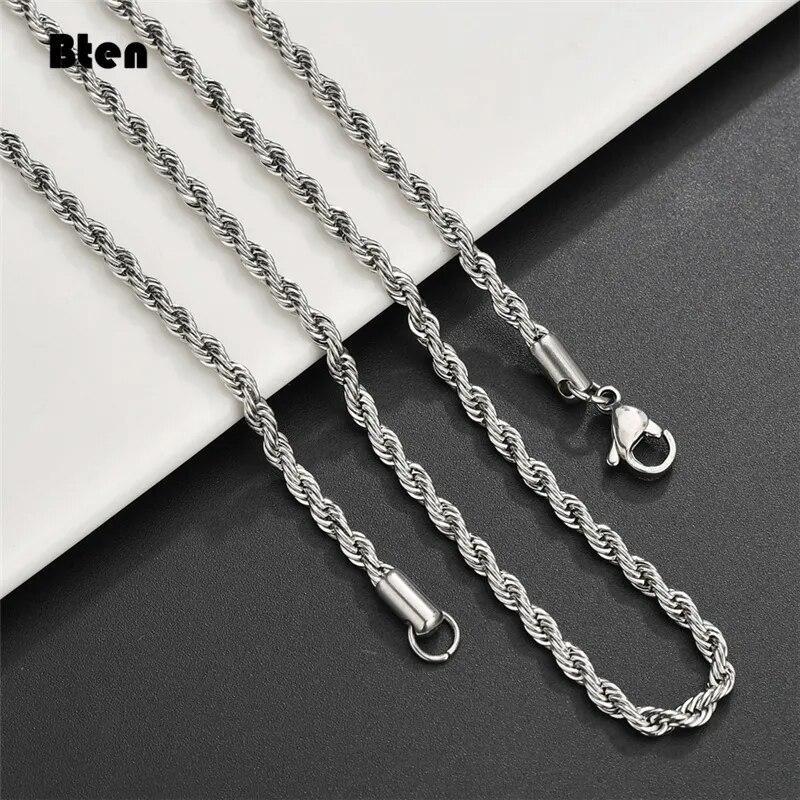 Solid Sterling Gold Silver Italian Rope Chain Men’s Necklace 2-5mm – Diamond Cut