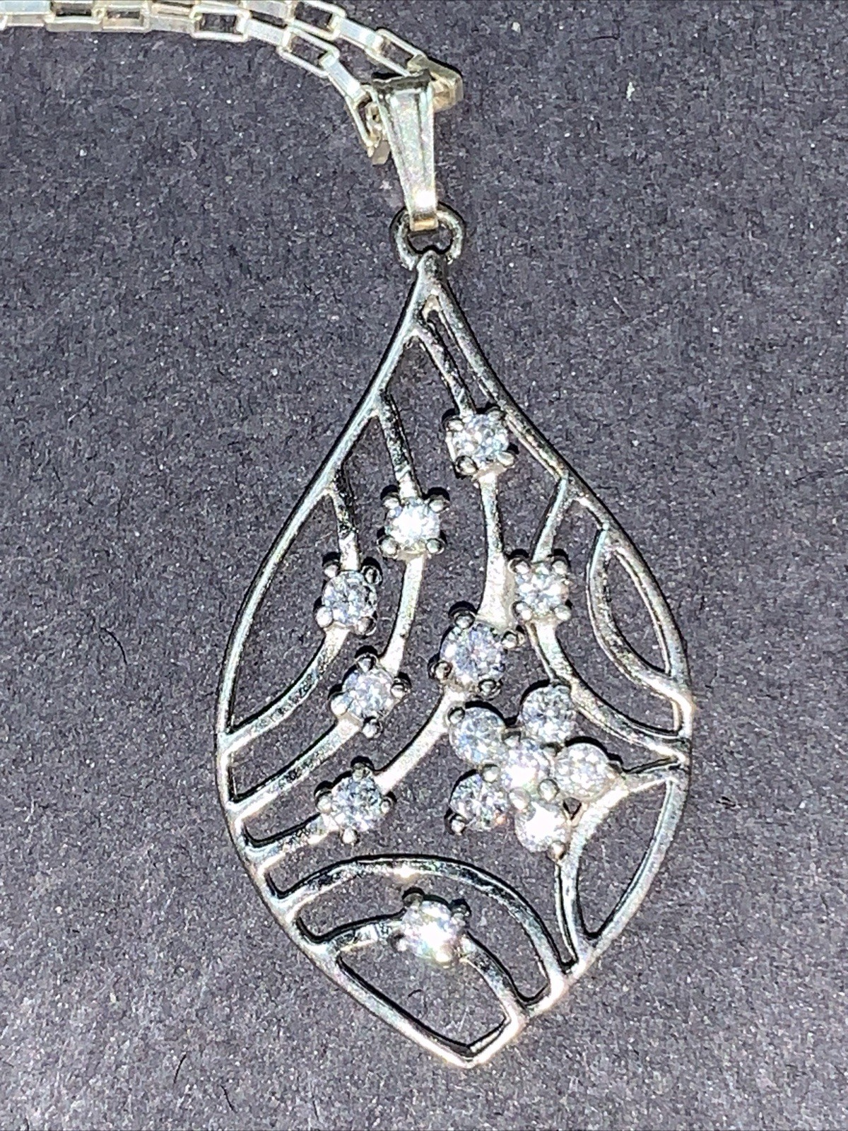Sterling Silver 925 Necklace Pendant Lot PP44 Leaf Flower Crystals Fashion