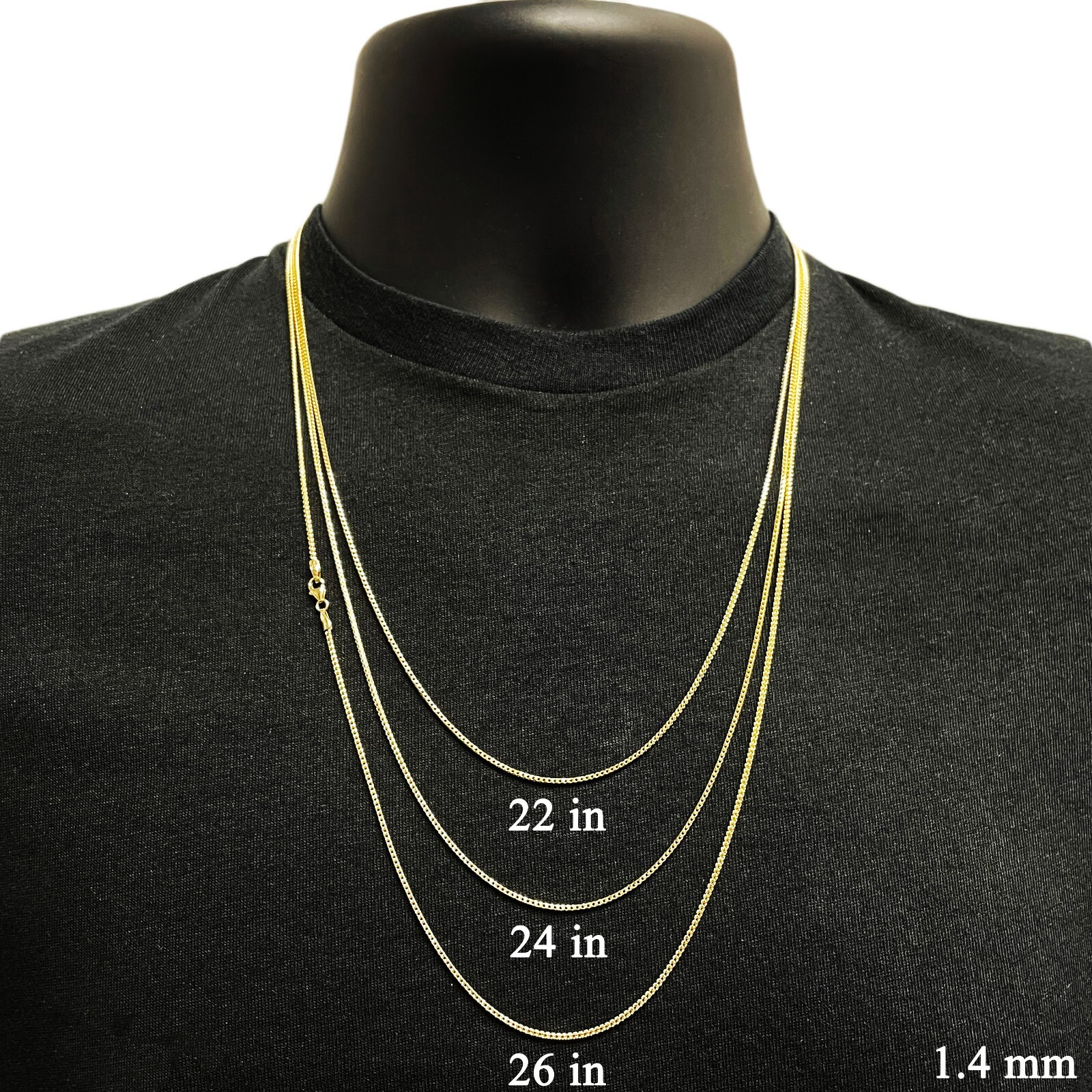 Italian 14k Yellow Gold Solid Diamond Cut Franco Chain Necklace 22″ 1.5mm 5.1g