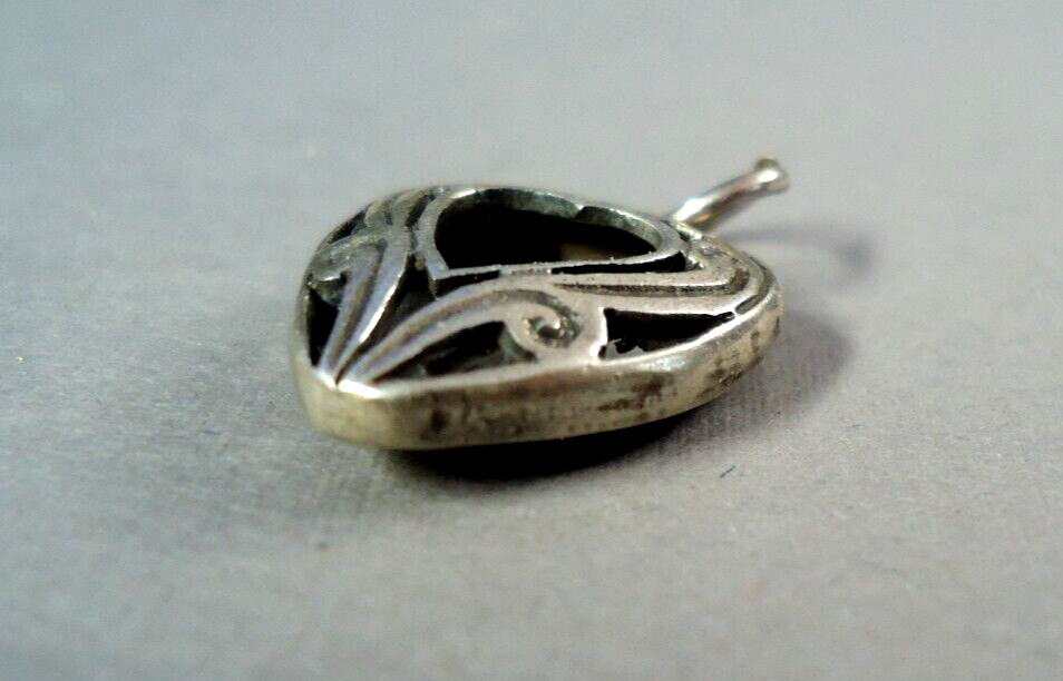 Old Unbranded Sterling Silver Openwork Filigree Puffy Heart Charm Pendant