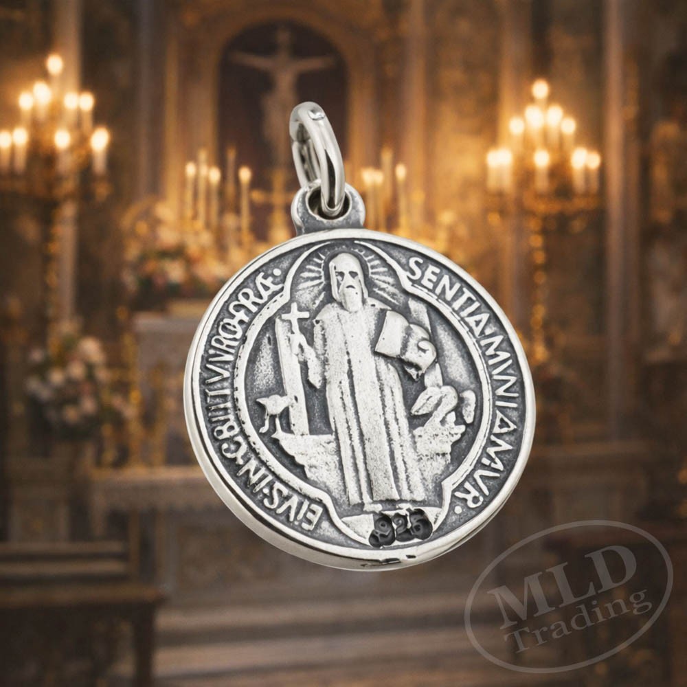 MLD 925 Sterling Silver Saint St Benedict Medal Pendant – Made In USA