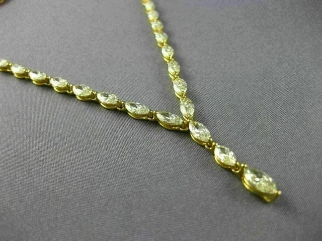 14Ct Marquise Cut Lab Created Diamond Tennis Necklace 14K Yellow Gold Plated 18″
