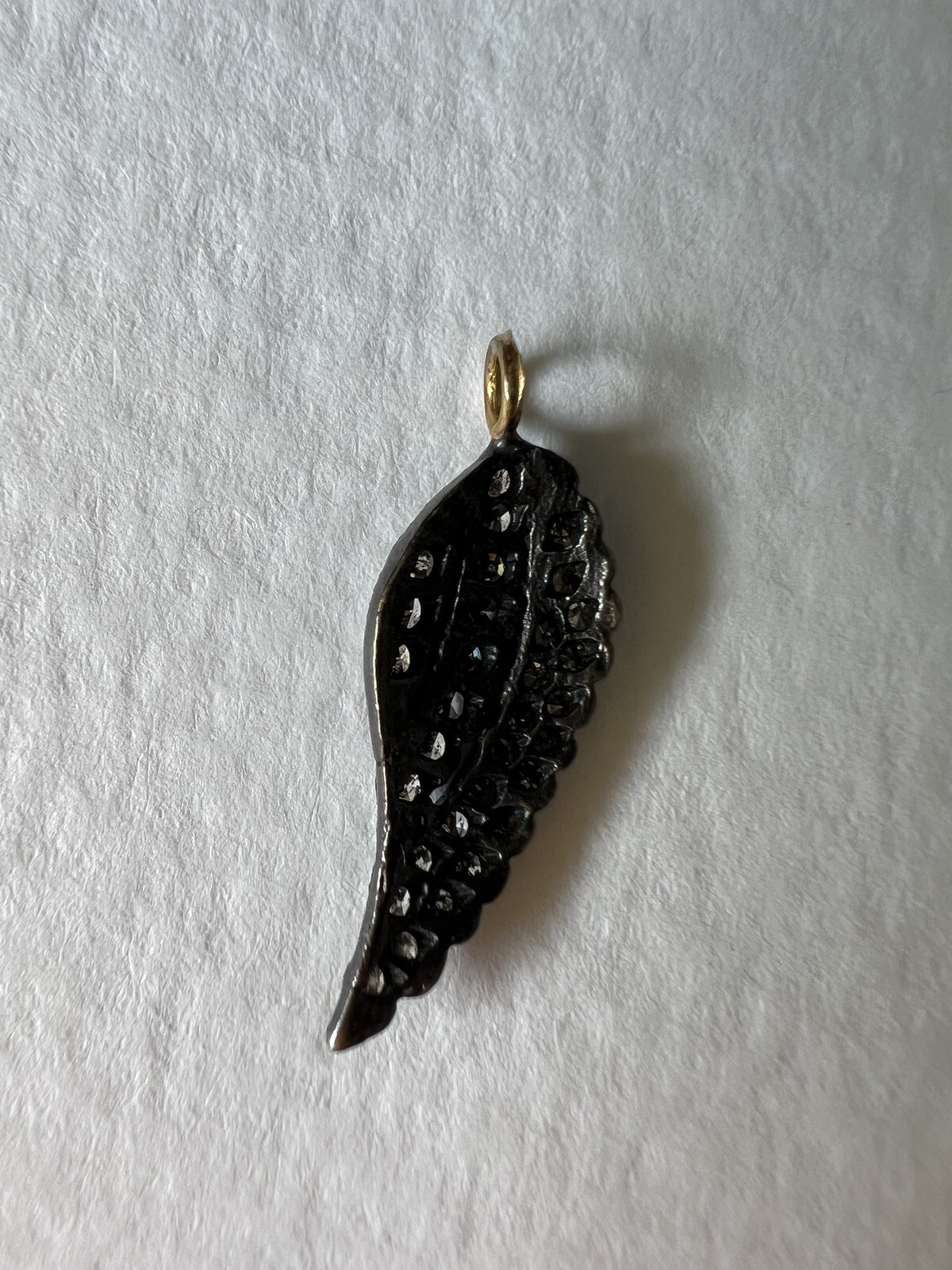 Sterling Silver And Pave Diamond Wing Charm