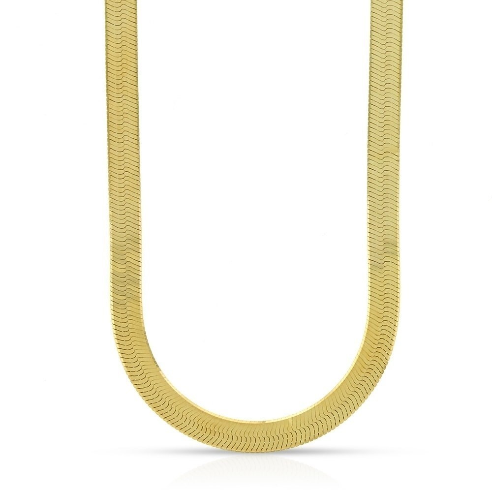 Italian Made 925 Sterling Silver 5MM Gold Herringbone Chain Necklace 16″-24″