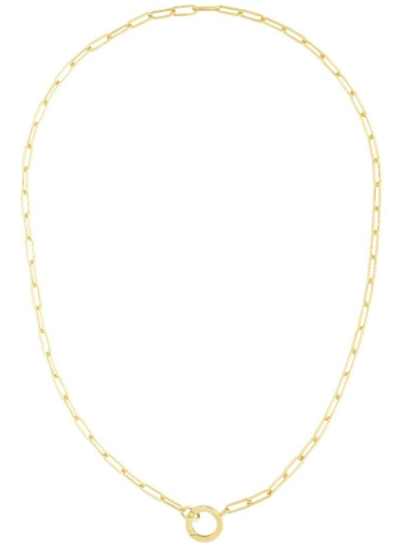 14k Yellow Gold Charm Clasp PAPERCLIP Link Chain Necklace 18 Inch 4 grams 3.2MM