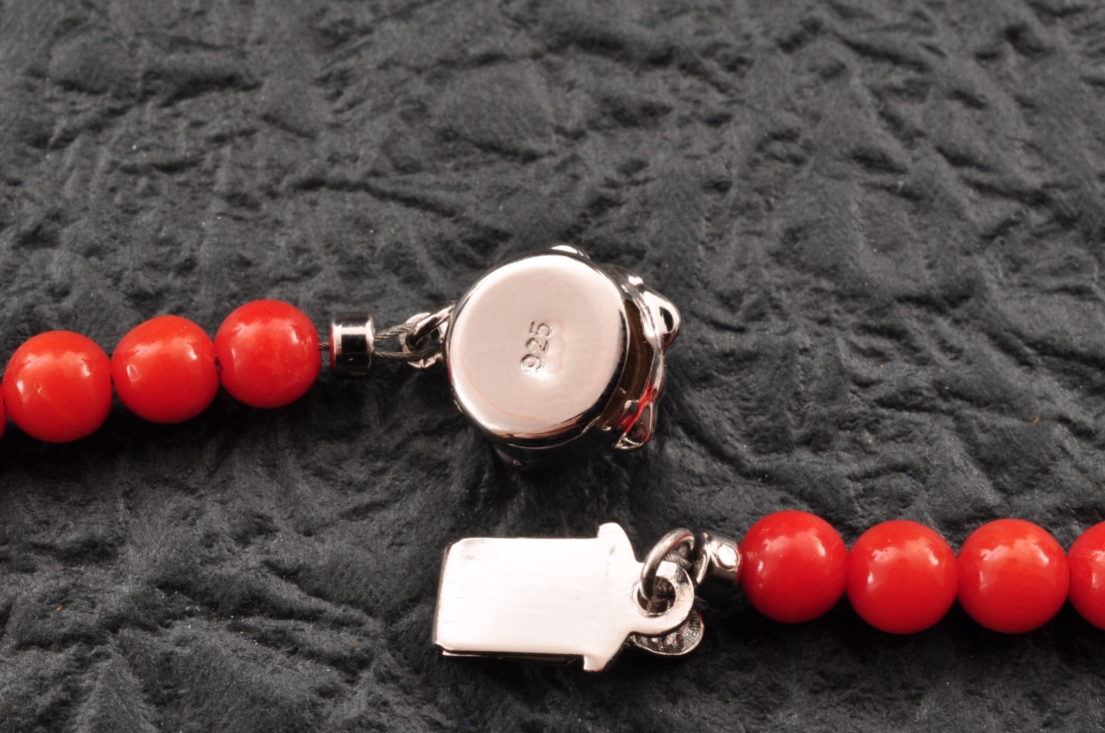925 silver clasp red coral necklace with Certification (440mm (17.3in) 88.5ct).