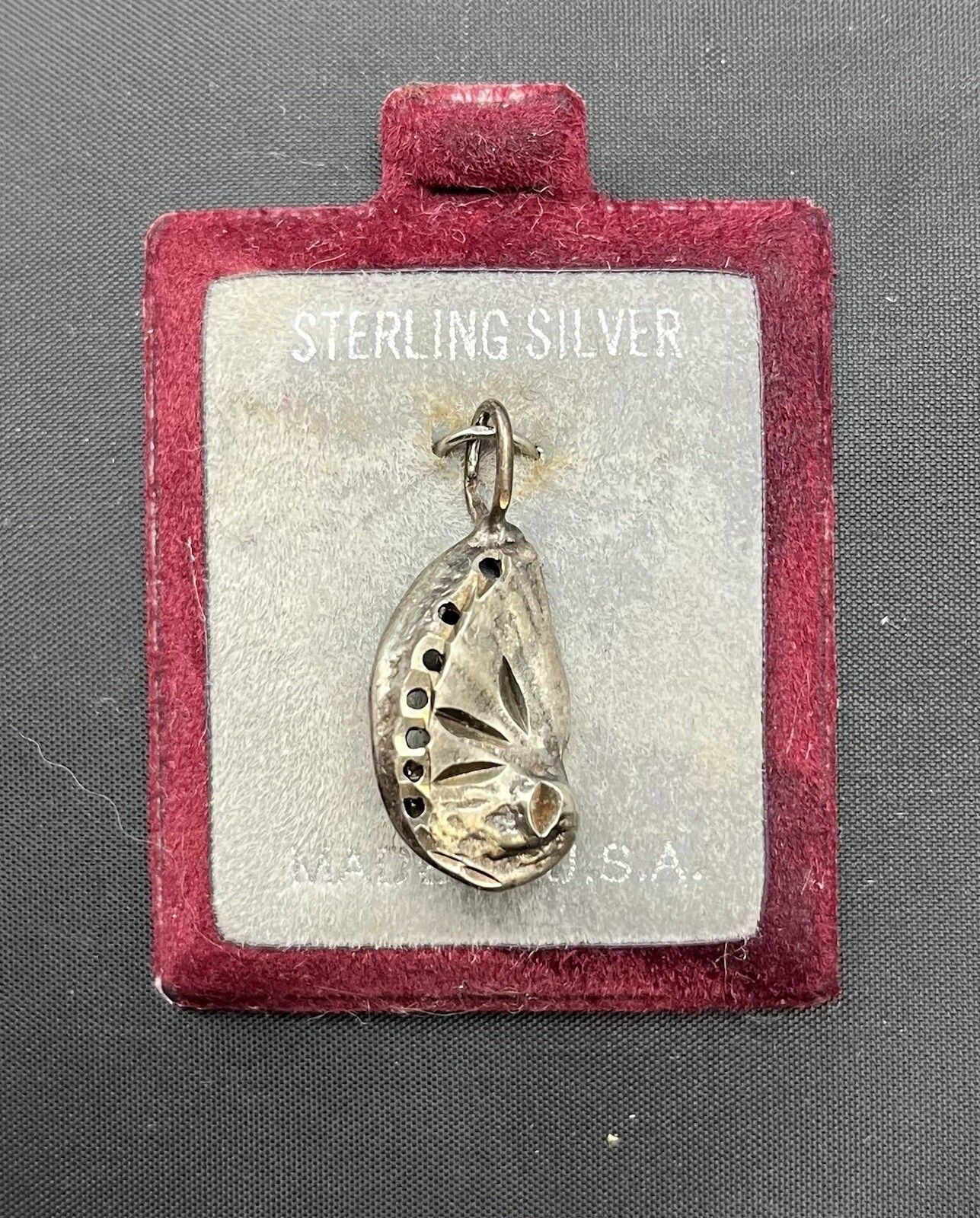 Vintage Sterling Silver Ear Shell Pendant Earring Charm Made In USA