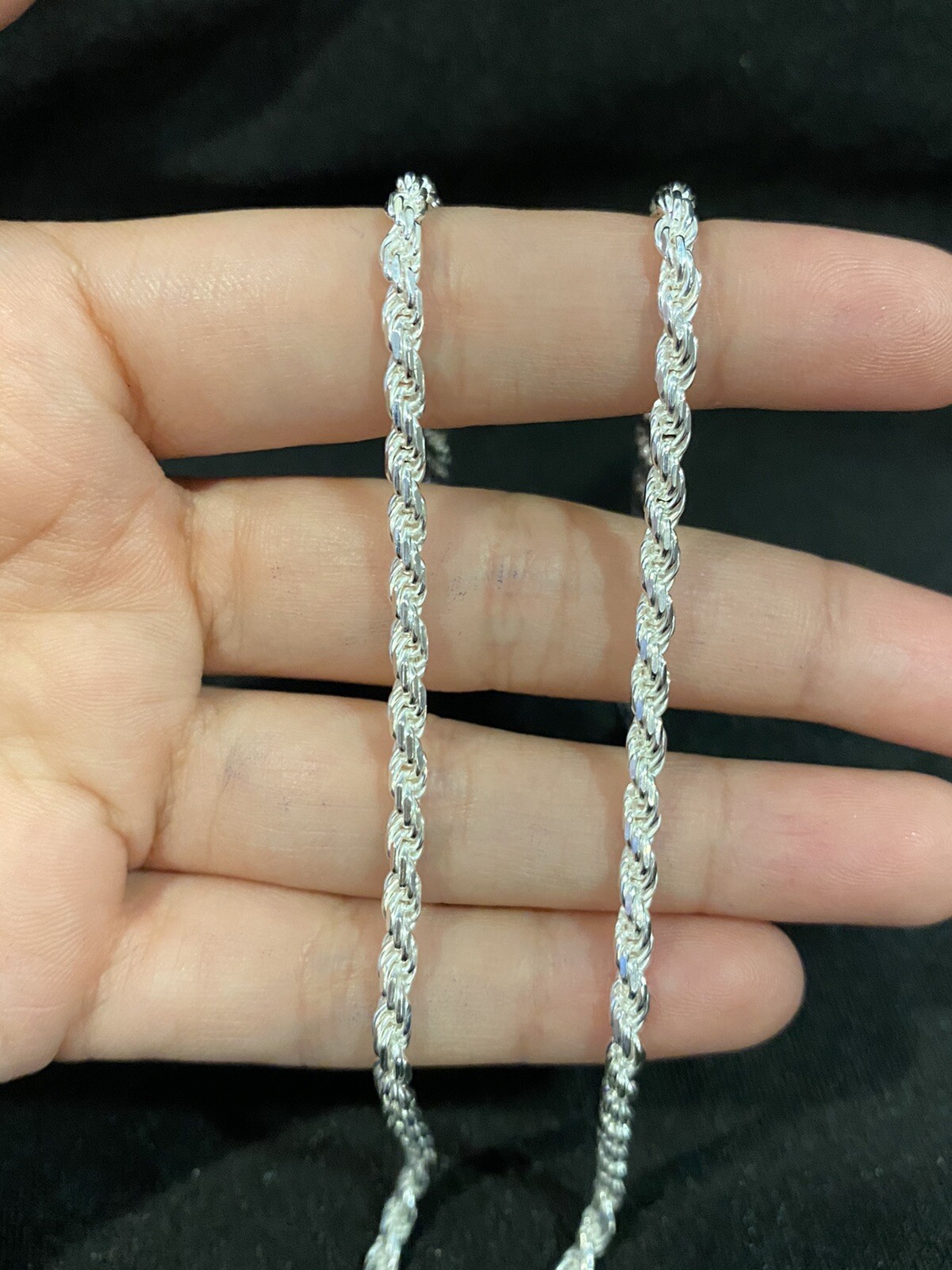 .925 Sterling Silver Men’s Womens Children Twisted Rope Chain Necklace 18 inches