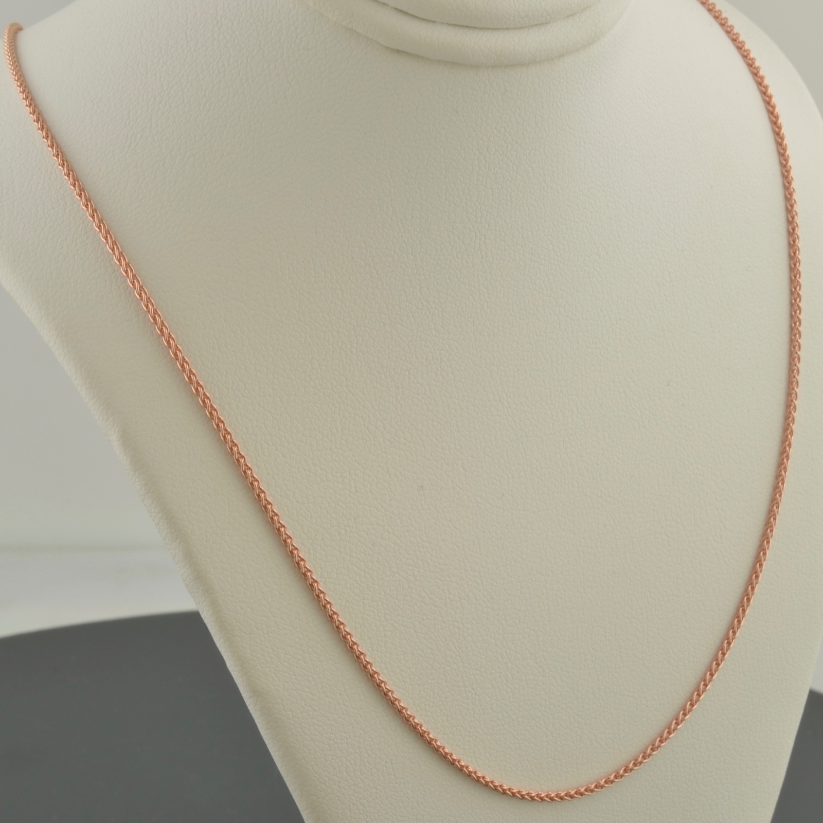 14K ROSE GOLD OVER .925 STERLING SILVER 2.1MM 18″,20″,22″,24″ ROUND WHEAT CHAIN