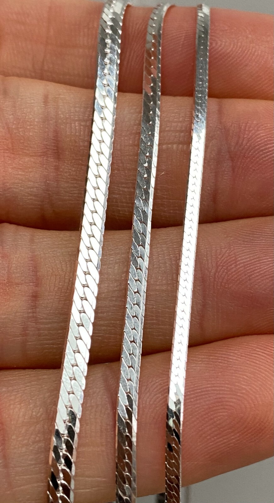925 Sterling Silver Snake Herringbone Necklace Chain 16″, 18″, 20″ and 22″ Long