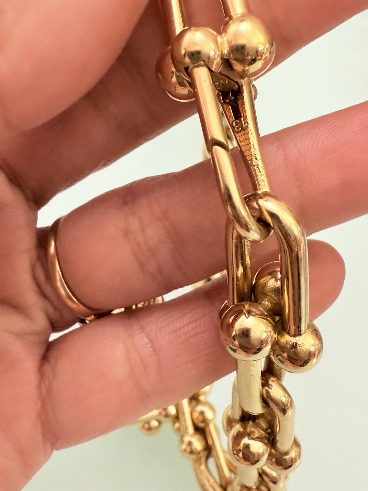 18K Pure Gold Large Horseshoe Chunky Link Chain Necklace Unisex USA