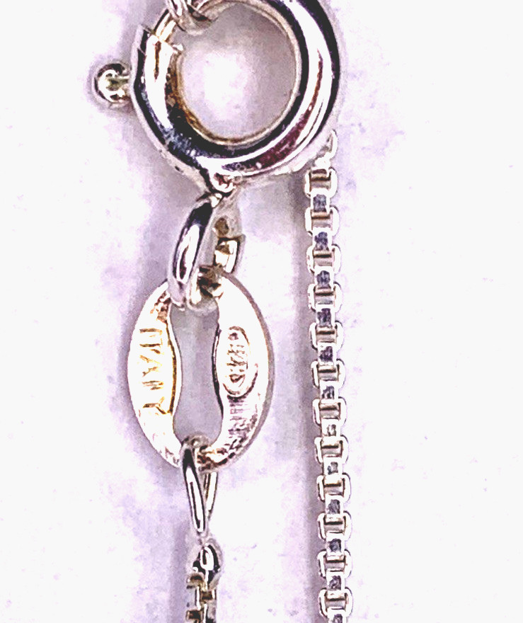 16” Stamped Silver 925 Dainty Thin Box Chain Tiny Heart Necklace Made In Italy