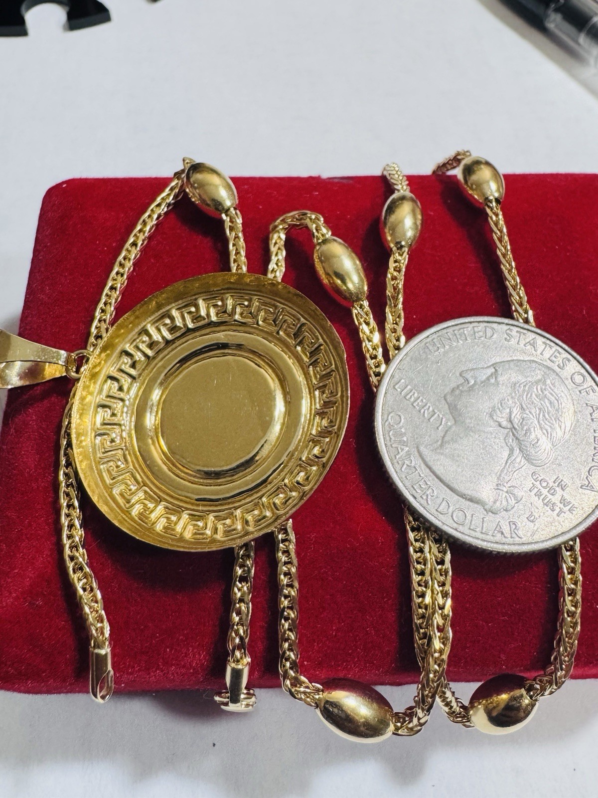 18K 750 Gold Oval Chain Dollar $ SET Necklace 17.6”/18” Long 9.6g 2.2mm WOMENS