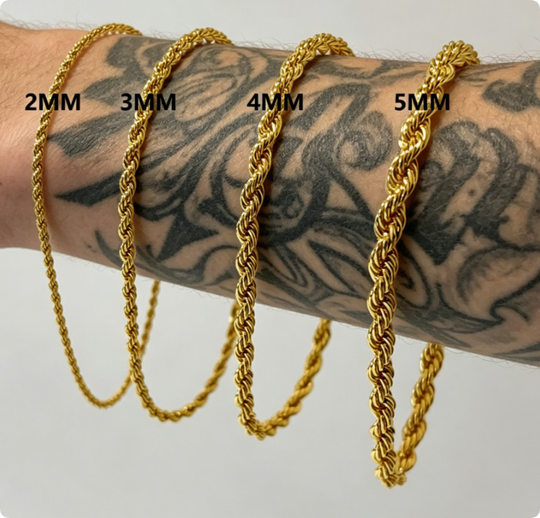14K Yellow Gold Diamond Cut Rope 2mm-10mm Chain Link Bracelet 7″ 7.5″ 8″ 8.5″ 9″