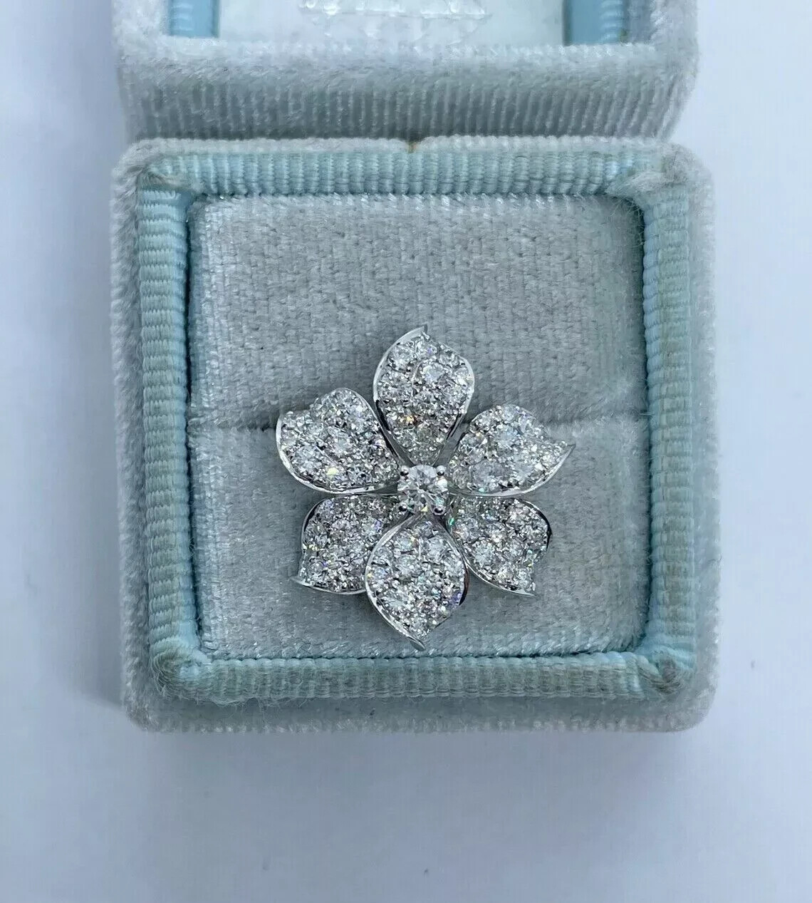 2.00Ct Lab Created Diamond Round Flower Pendant 14K White Gold Plated Free Chain