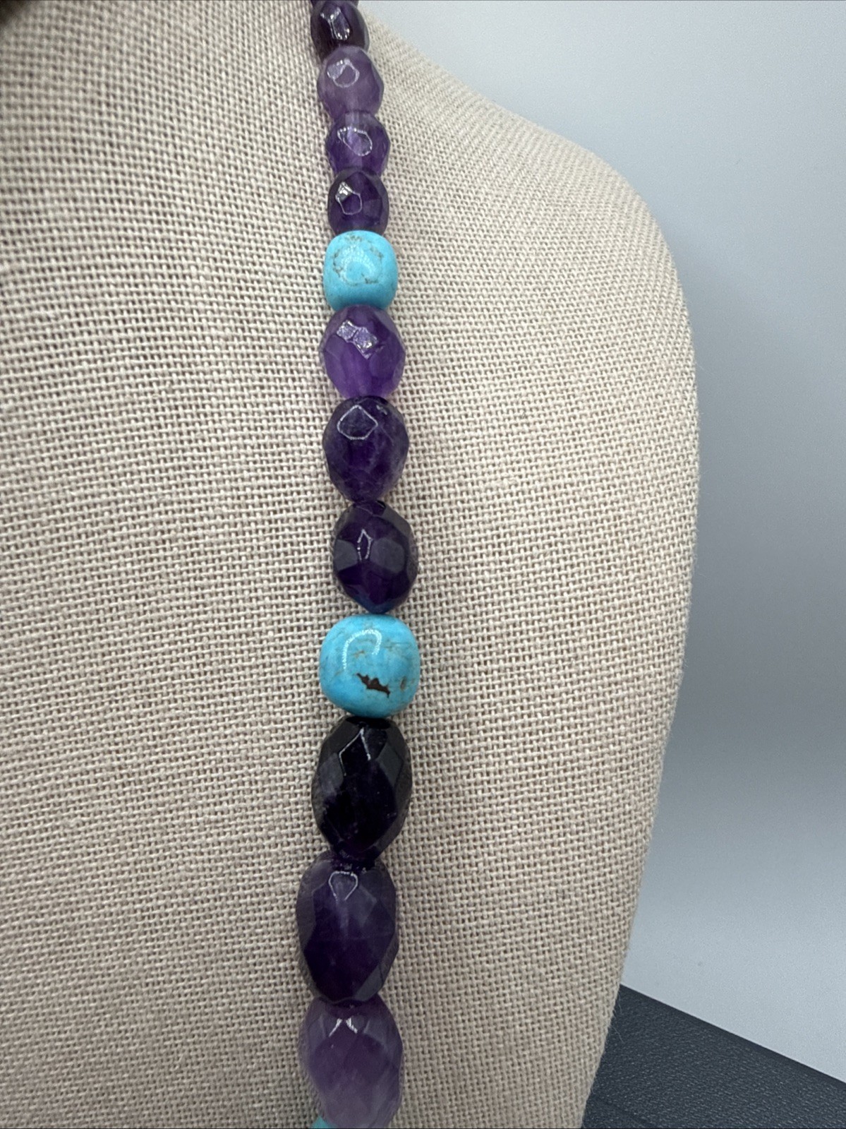 Jay King Natural Amethyst & Turquoise Sterling Silver Beaded Necklace