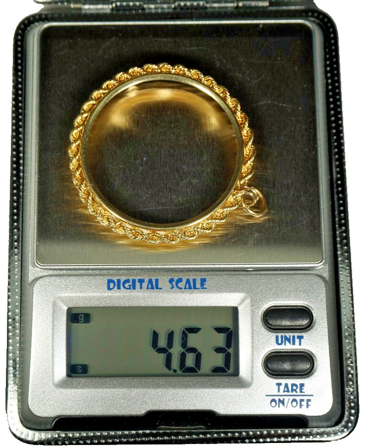 4.7g 32.9 mm 14k Gold Coin Bezel Pendant fits 1 oz Krugerrand $50 American Eagle