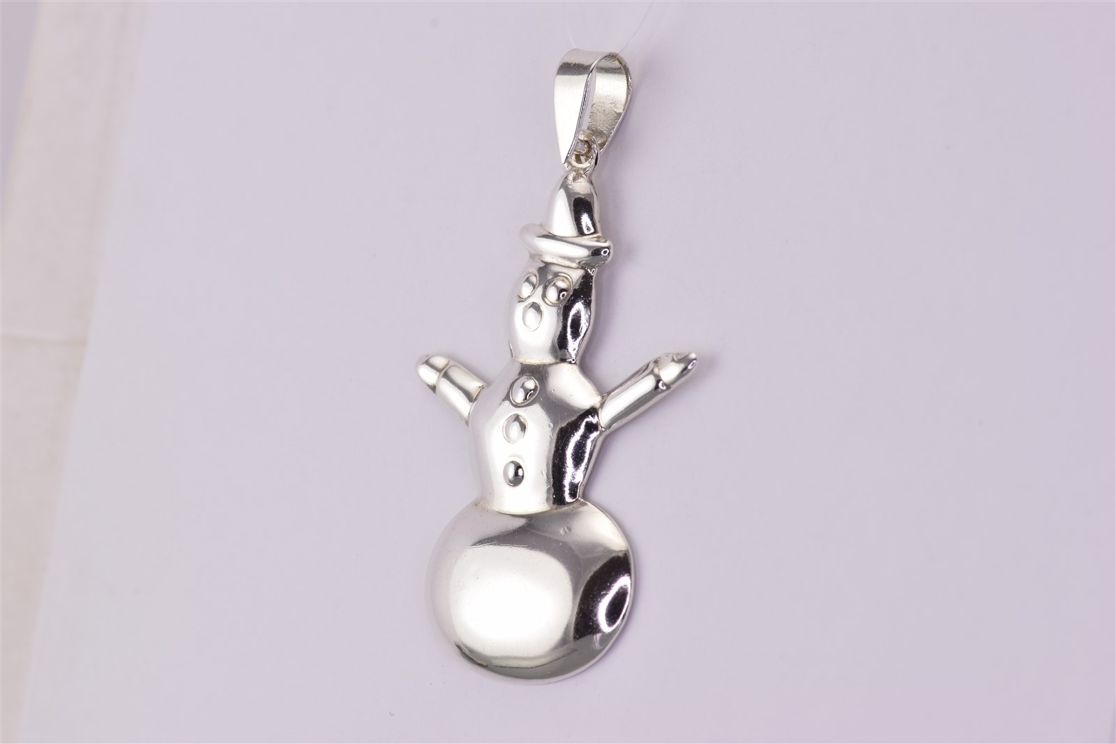 Sterling Silver 38mm x 26mm Puffy Snowman Frosty 925 Pendant