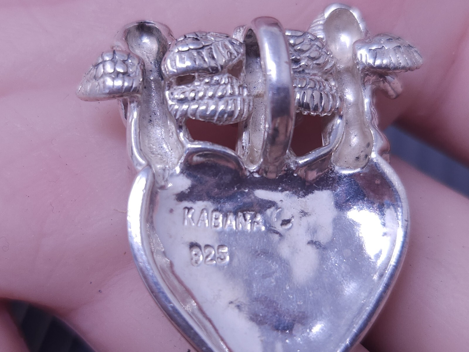 Vintage Sterling Silver KABANA Three ANGELS HEART Pendant