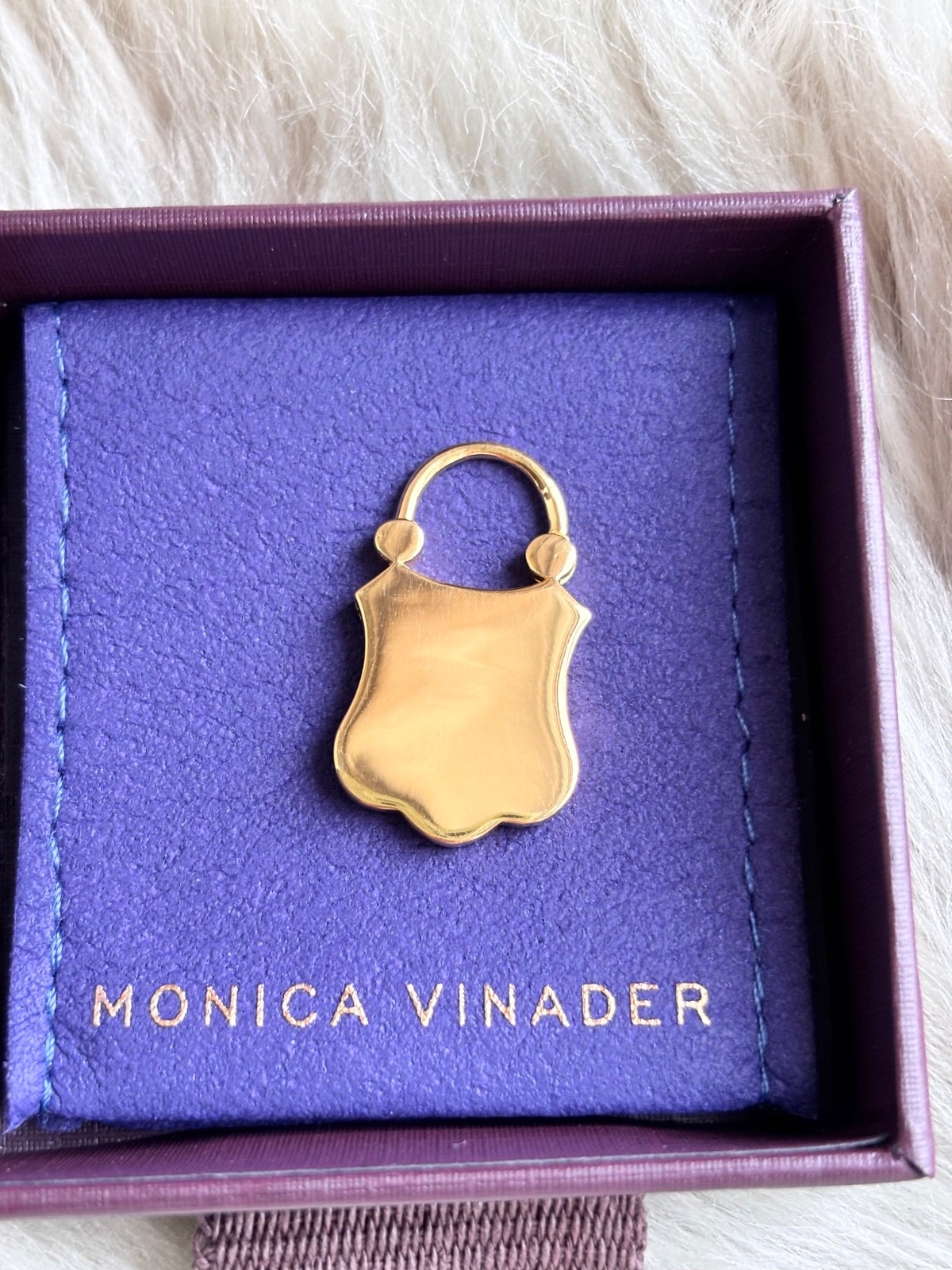 MONICA VINADER 💎Padlock Shield Pendant 18k Gold & Malachit RRP £119 Charm