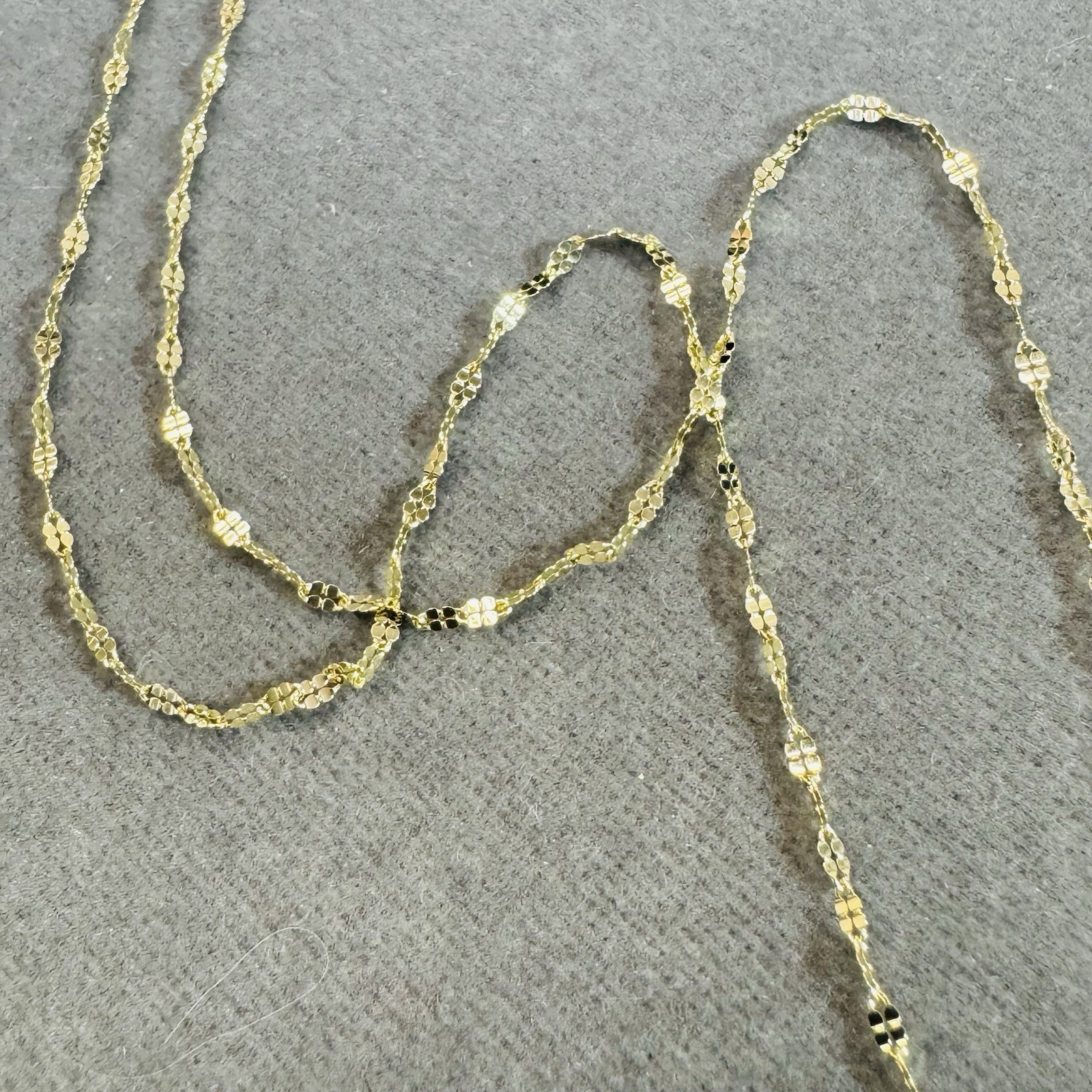 16” Solid 10K Yellow Gold Shimmering Fancy Link Chain Necklace