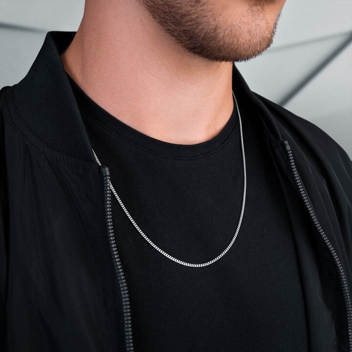 Real 925 Sterling Silver Mens 2.5mm Curb Cuban Chain Necklace – All Sizes