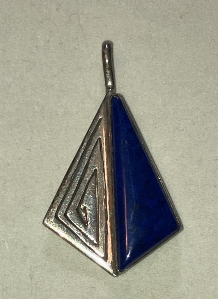 KJB Sterling Silver Lapis Lazuli Pendant Modernist Geometric Native Made
