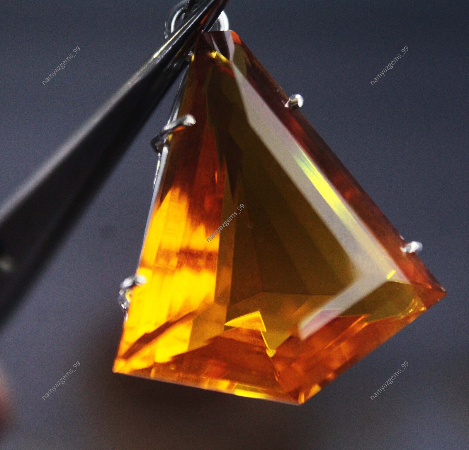 59.75 Ct Natural Imperial Topaz Loose Gemstone 925 Sterling Silver Pendant Fancy