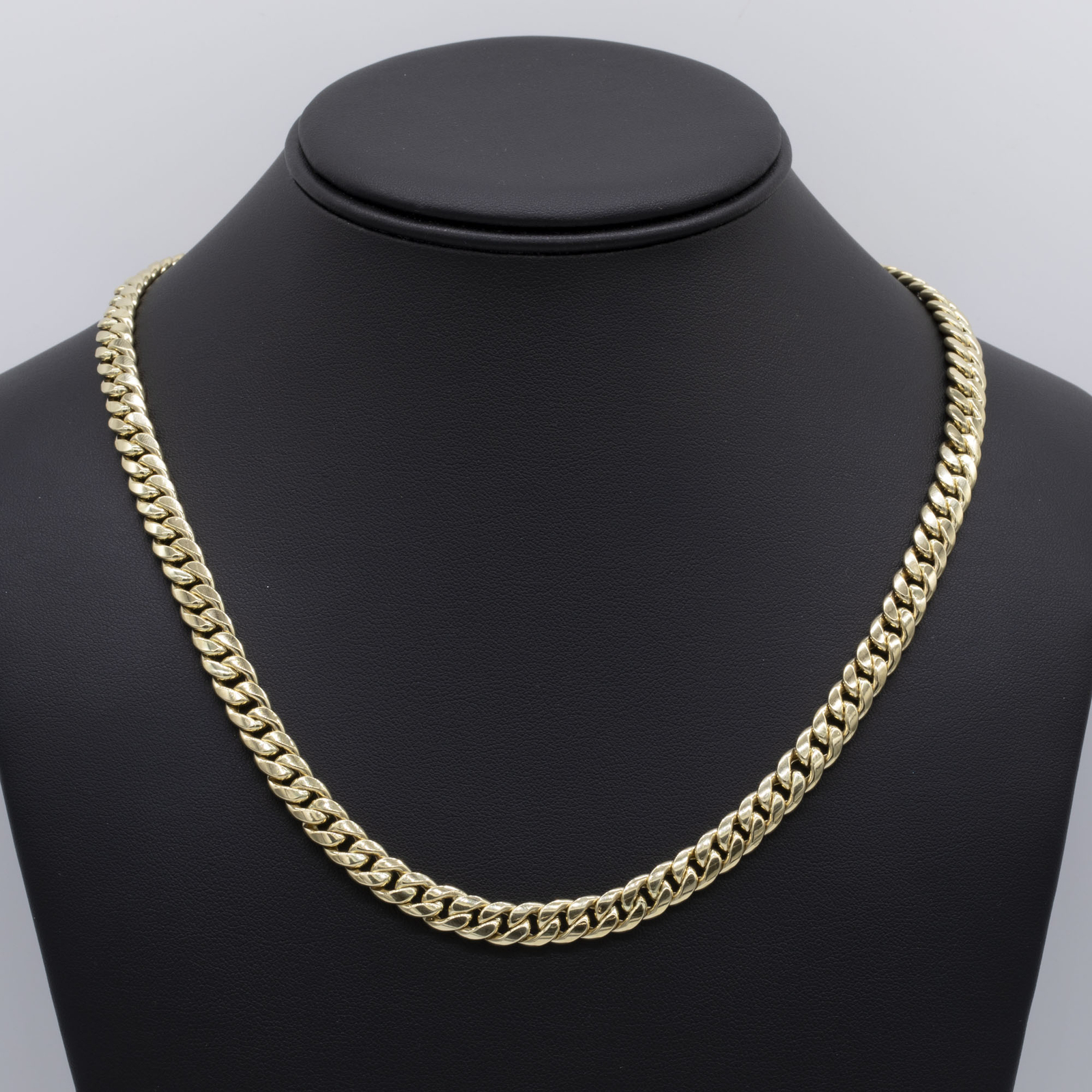 7.5mm Miami Cuban Link Chain Box Lock Necklace Real 14K Yellow Gold 16″