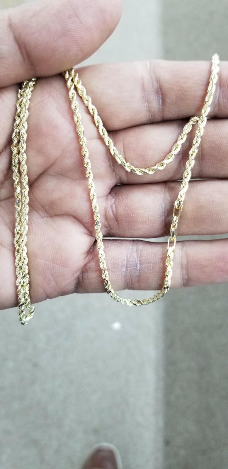 10KT Rope Necklace 2.5 MM, Real 10kt Gold, Diamond Cut Lobster Lock, Brand New
