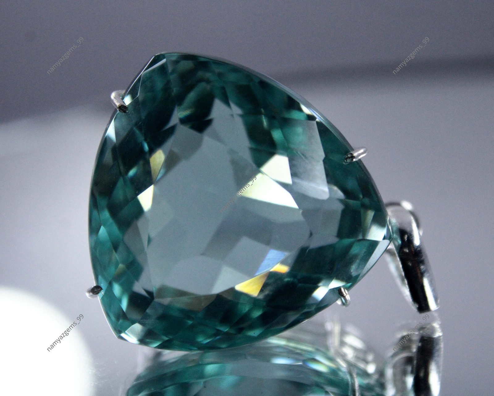 107.10 Ct Natural Aquamarine 925 Solid Silver Pendant Pear Cut Gemstone