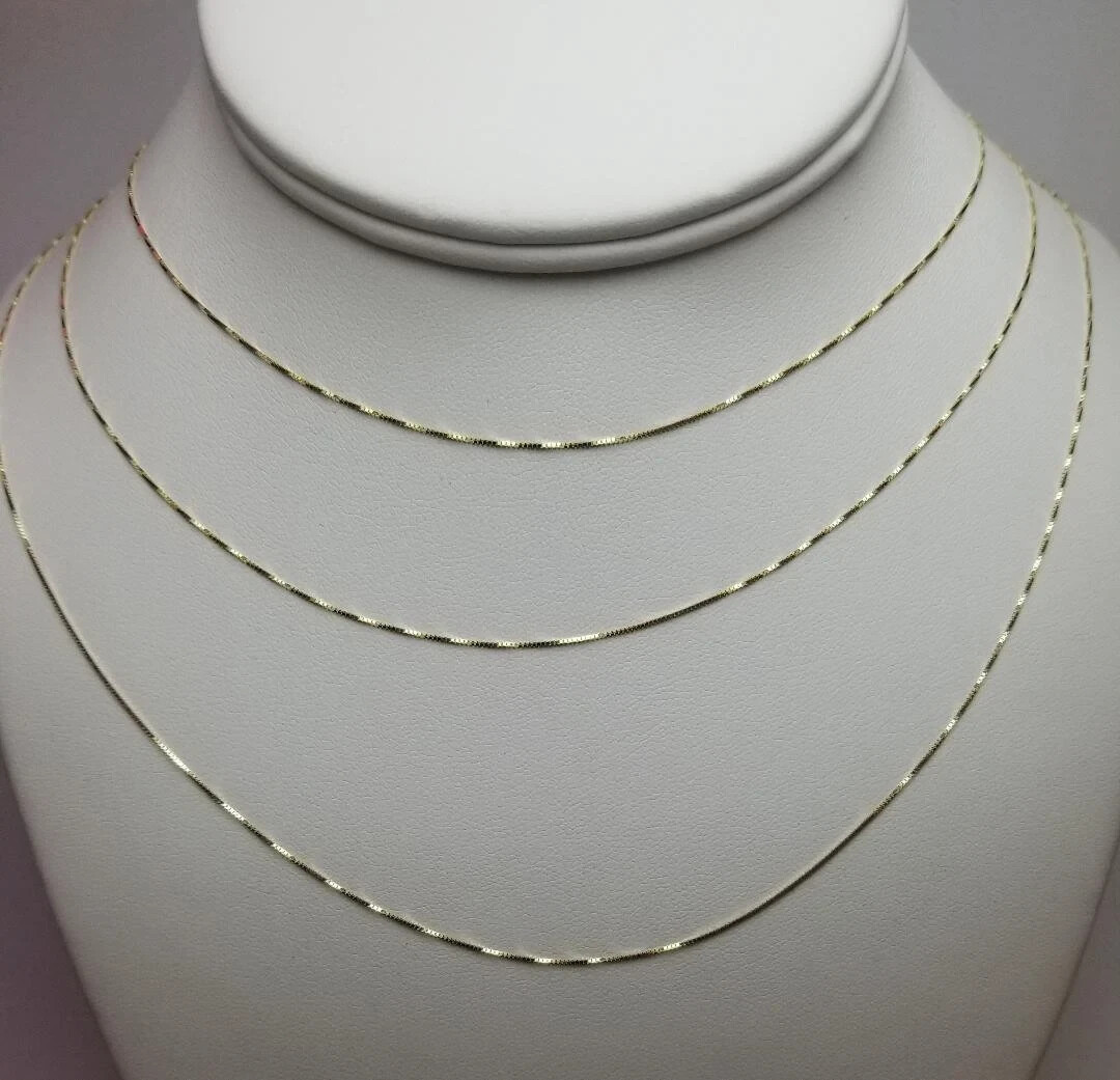 14k Yellow Solid Real Gold Box Chain Cadena de Caja