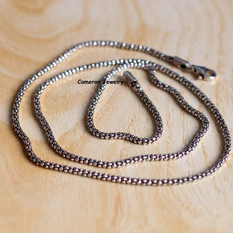 Pure 925 Sterling Silver Chain Men Women 1.5-2.5mm Popcorn Link Necklace 16-28in