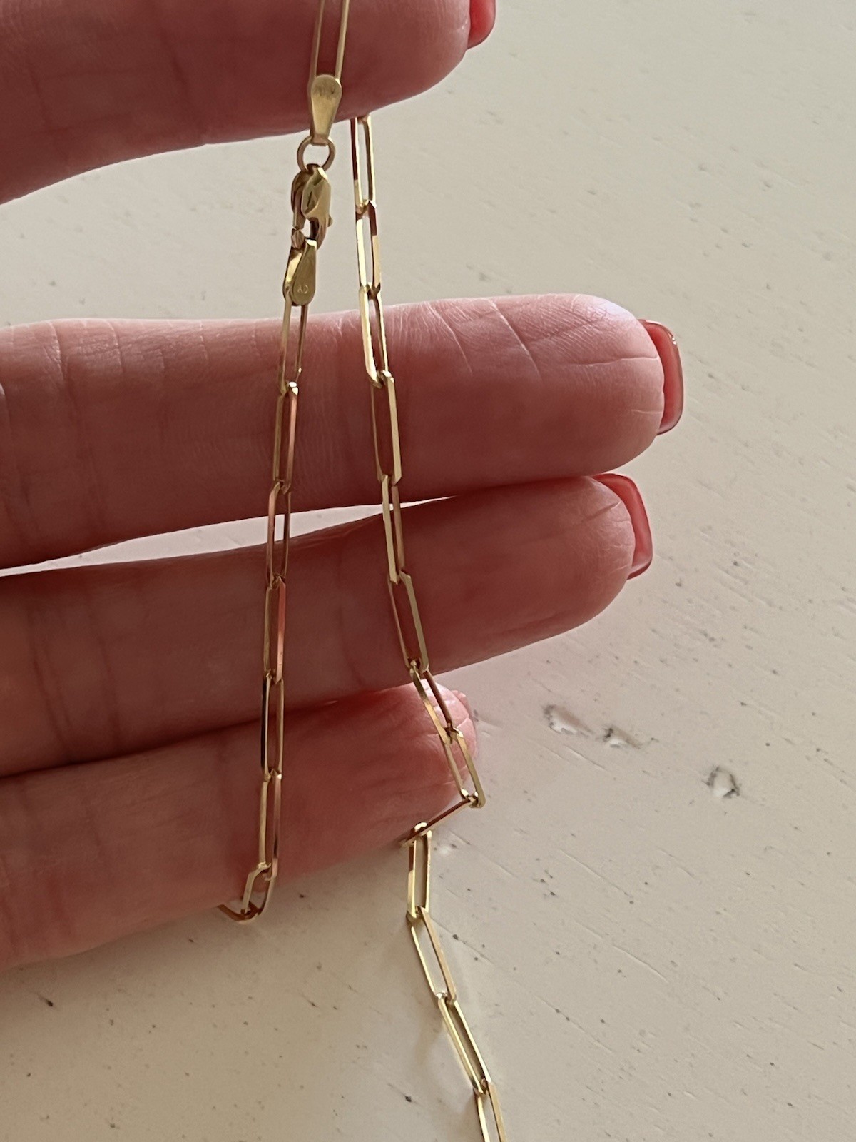 14k Yellow Gold Hollow Paper Clip Chain Necklace 19.5″ 4 grams
