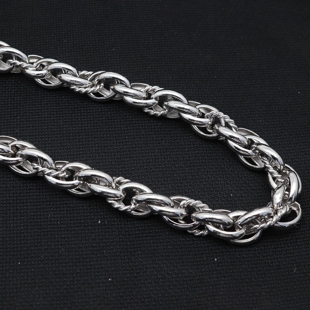 Pure S925 Sterling Silver Chain Men 8mm Wave Toggle Link Necklace 57-58g 23.6in